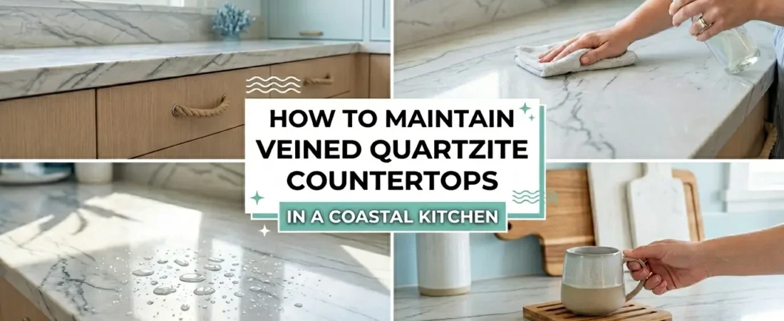 How To Maintain Veined Quartzite Countertops in a Coastal Kitchen