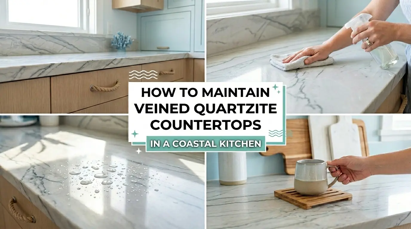 How To Maintain Veined Quartzite Countertops in a Coastal Kitchen