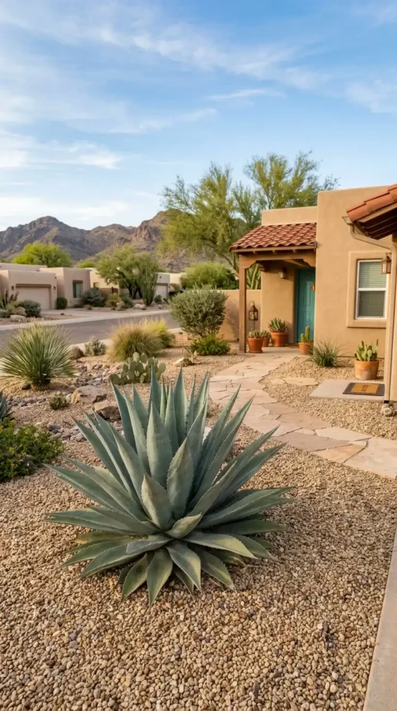 Agave plant in gravel garden
