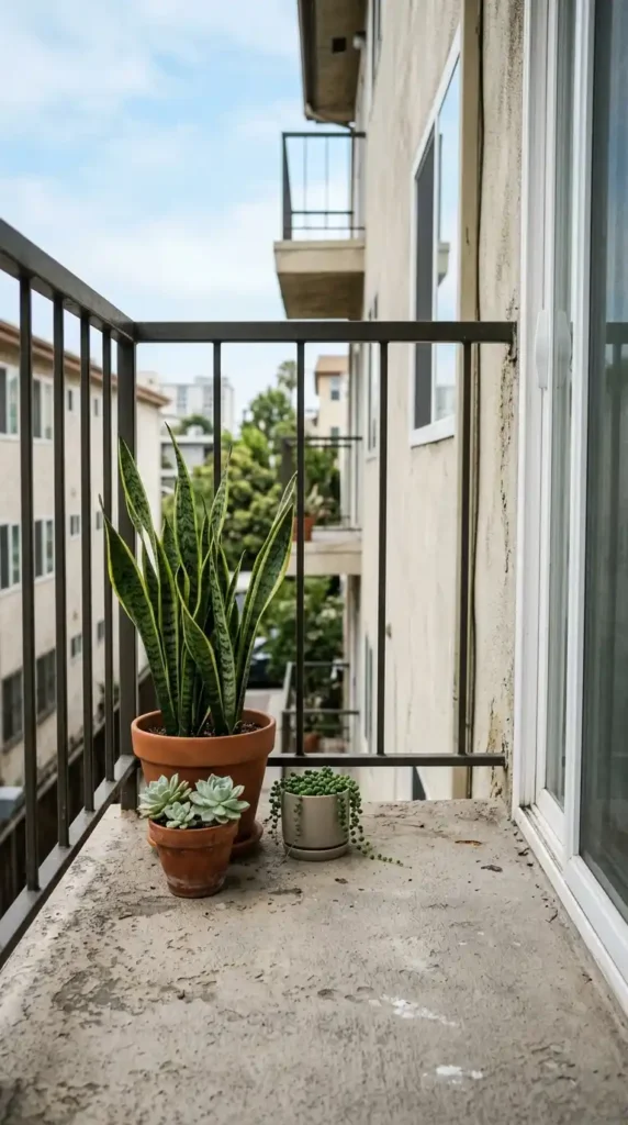 Apartment balcony with succulent