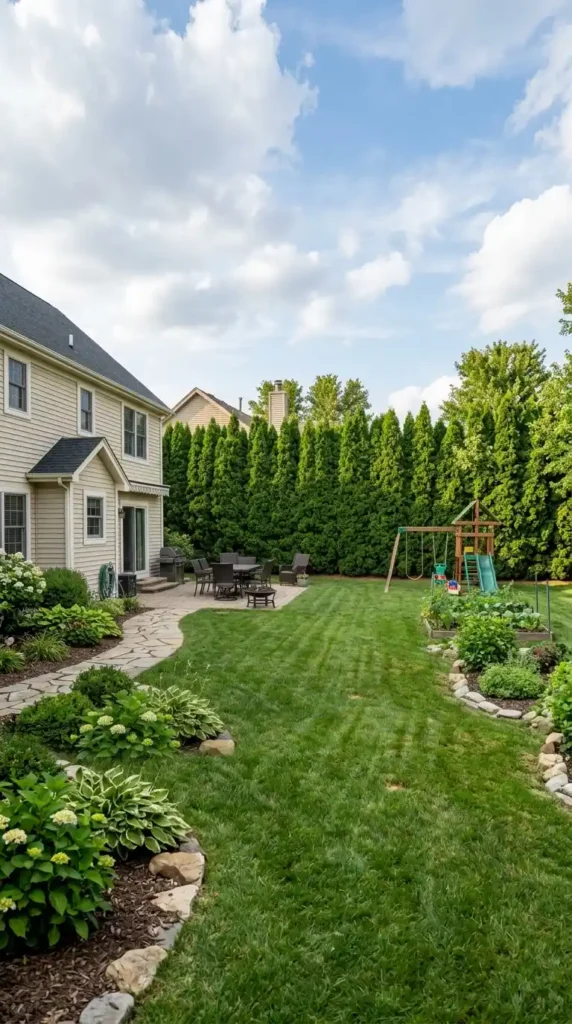 Arborvitae trees creating