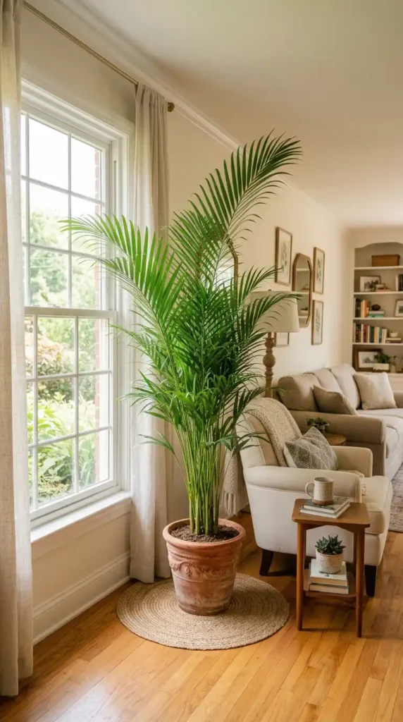 Areca palm in bright room