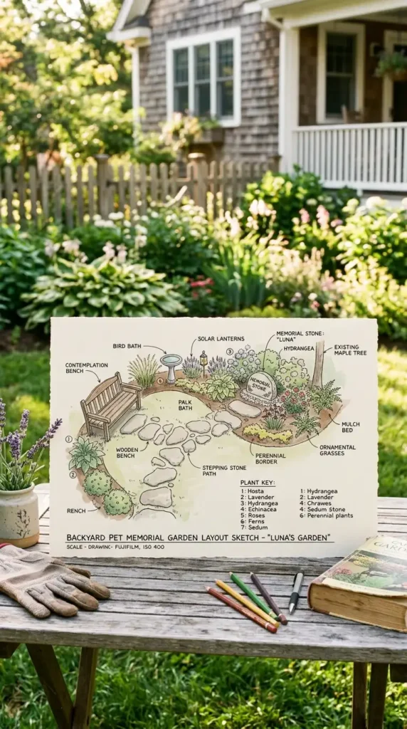 Backyard memorial garden layout