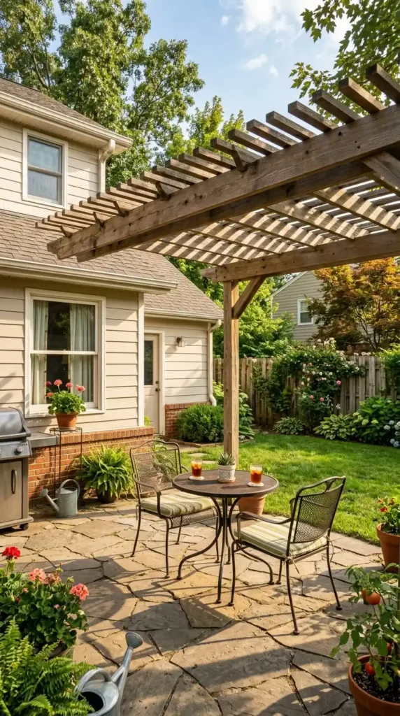 Backyard patio with attached
