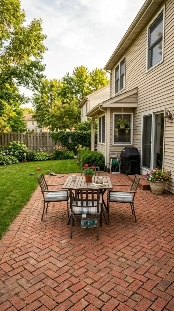 Backyard patio with chairs table