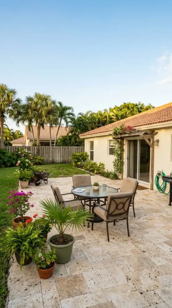 Backyard patio with outdoor