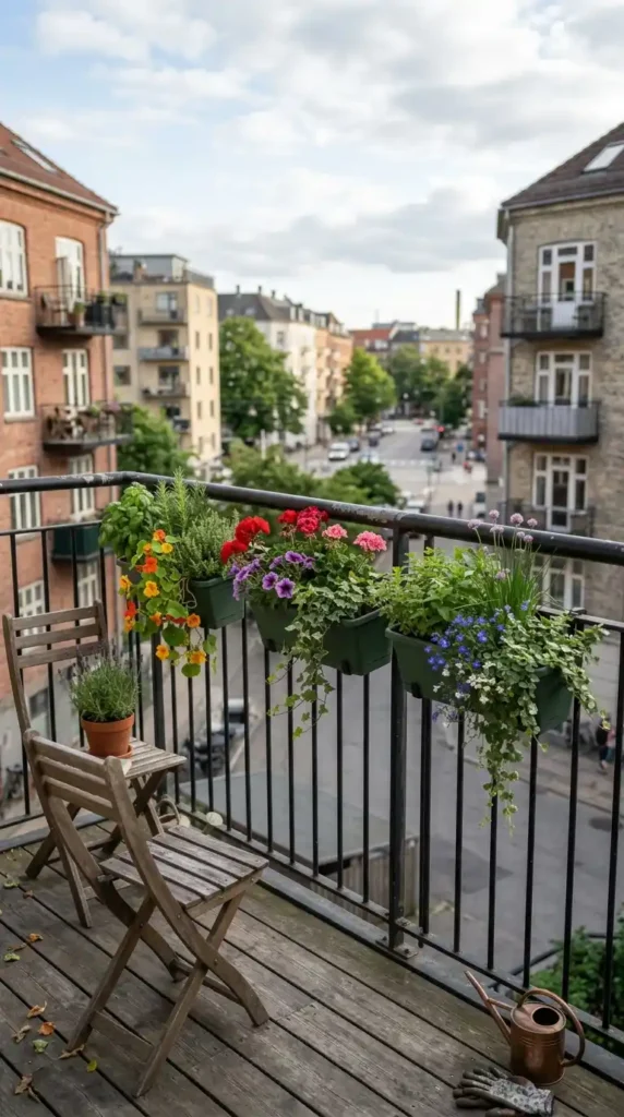 Balcony railing with planters