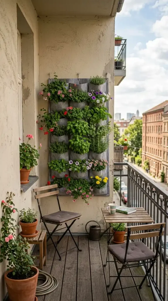 Balcony wall with vertical