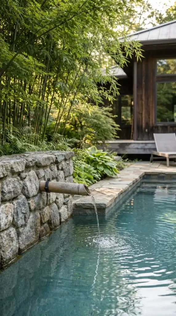 Bamboo water feature pool