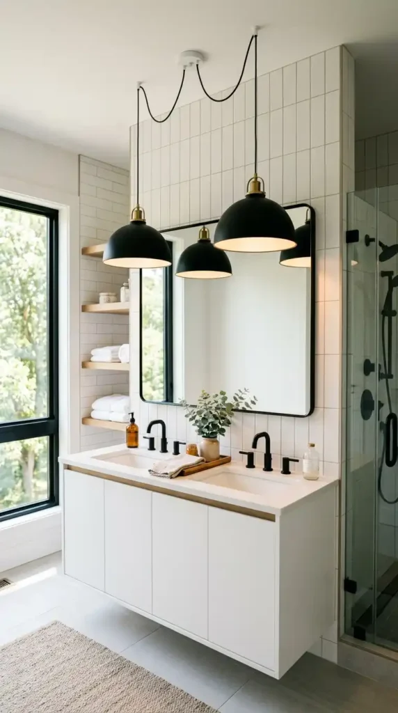 Bathroom pendants above vanity