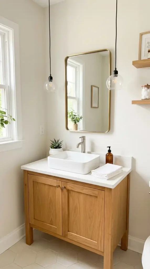 Bathroom vanity with pendant
