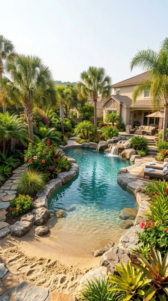Beach pool backyard lagoon style