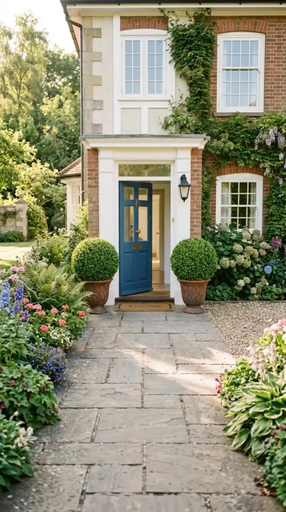 Boxwood topiary balls front