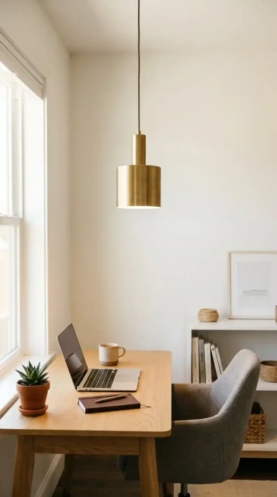 Brass pendant light home office