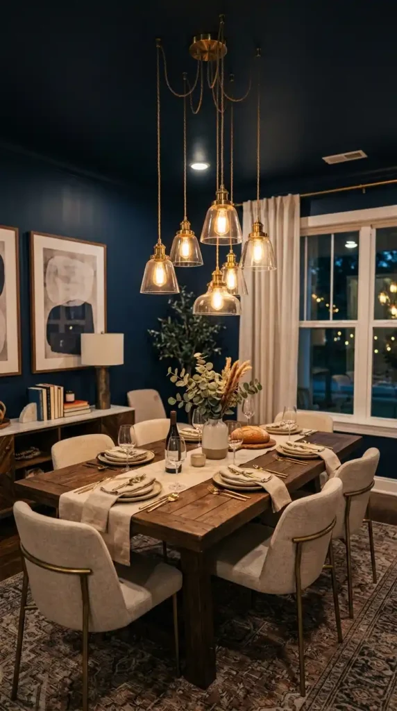 Brass pendant lights dining room
