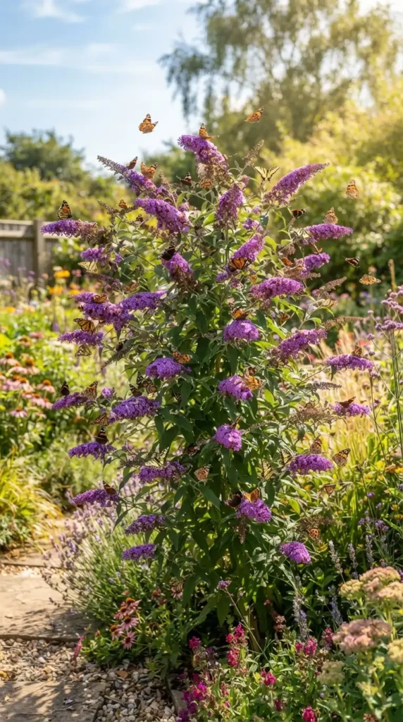 Butterfly bush with purple blooms