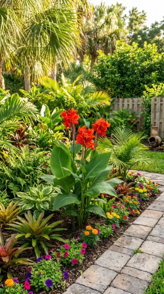 Canna lily with red flowers