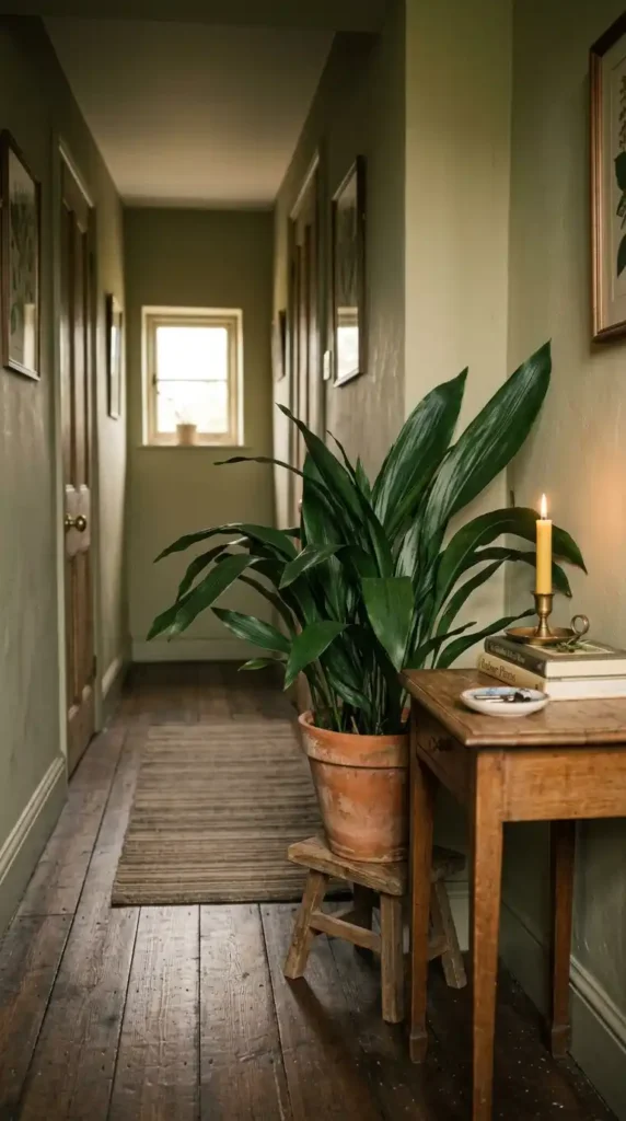 Cast iron plant in hallway