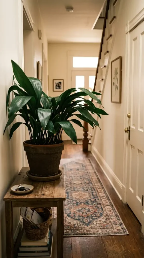 Cast iron plant in hallway