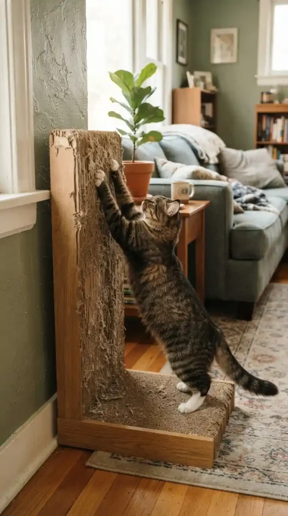 Cat scratching furniture L-shape
