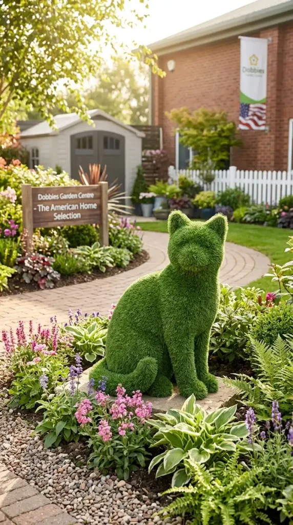Cat statue in garden