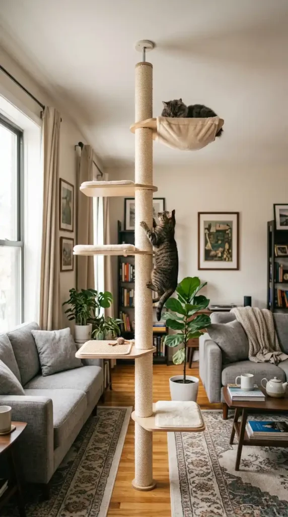 Cat tower in apartment