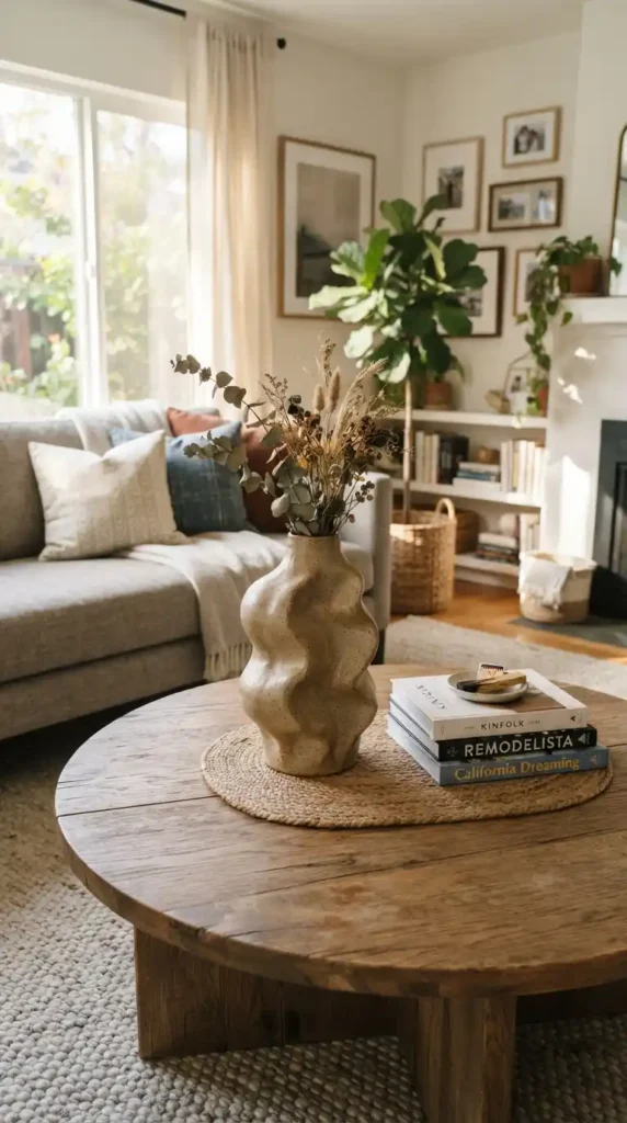 Ceramic vase on coffee table