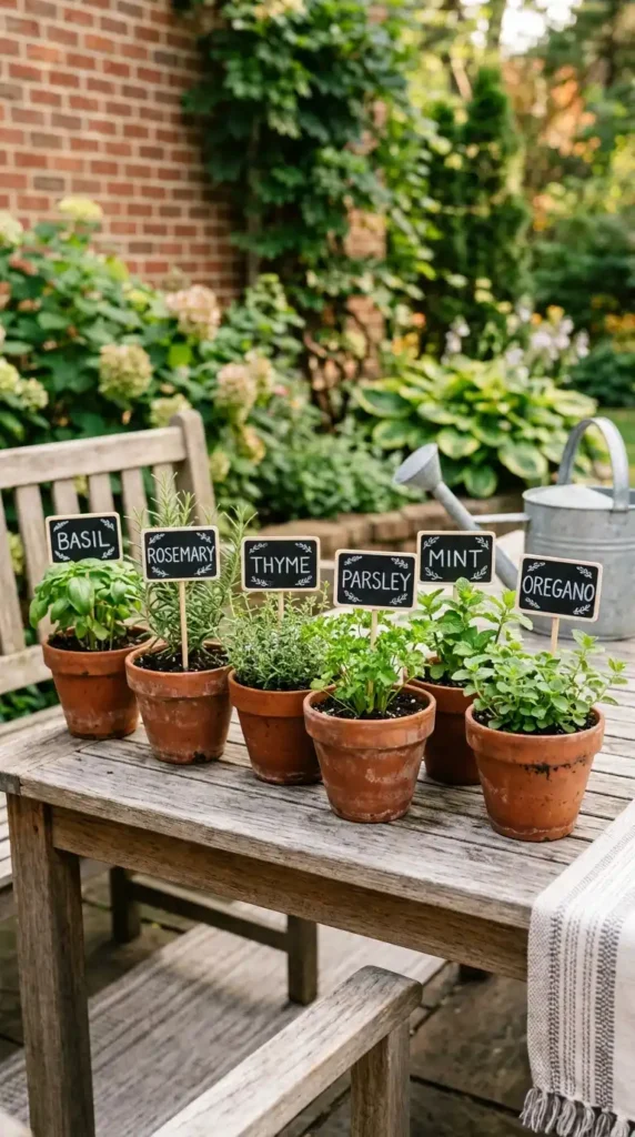 Chalkboard plant labels in pots
