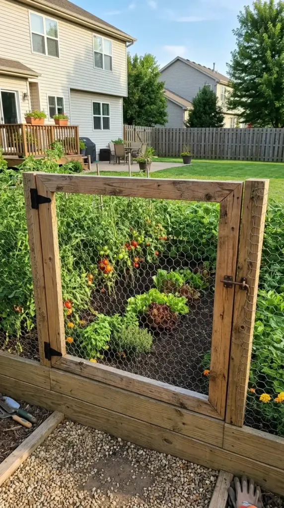 Chicken wire garden gate
