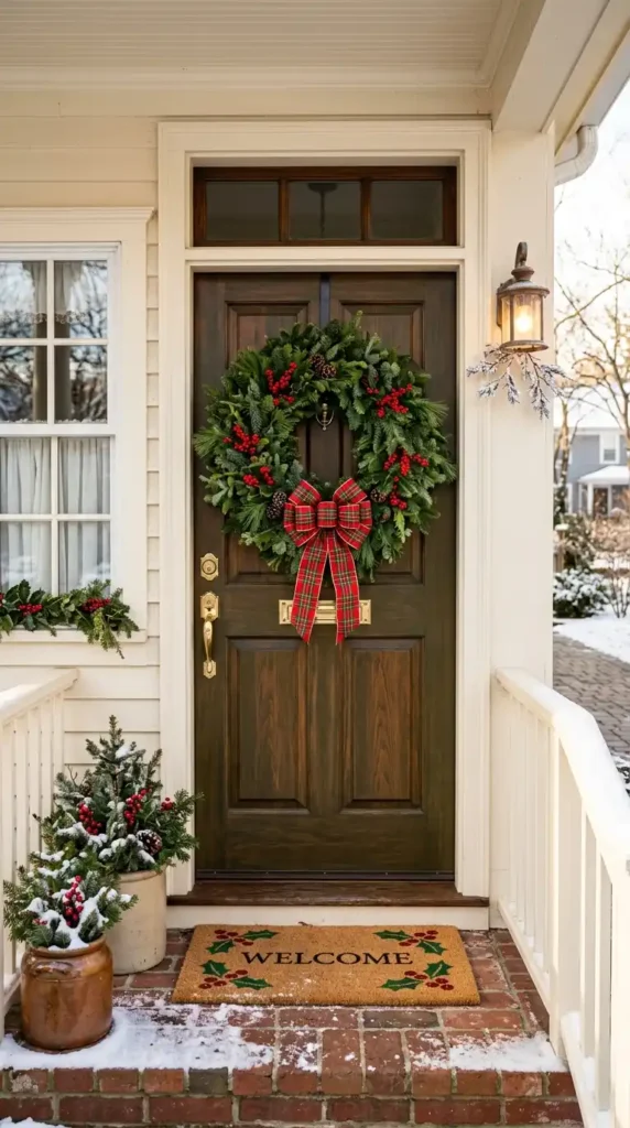 Christmas wreath on front door