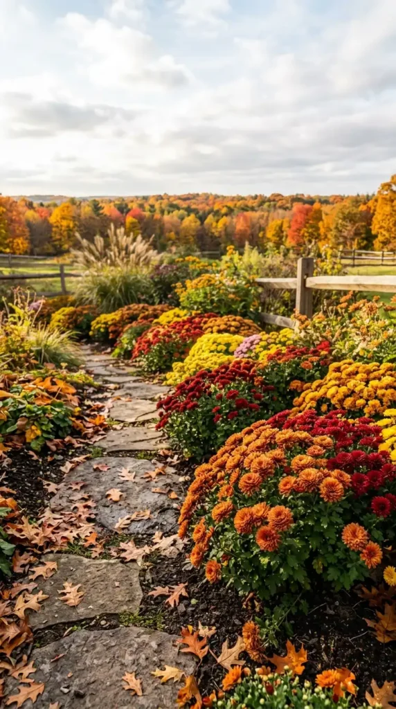 Chrysanthemums in autumn bloom