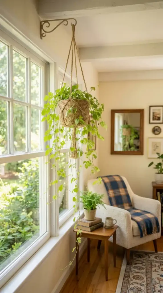 Cissus plant trailing from basket