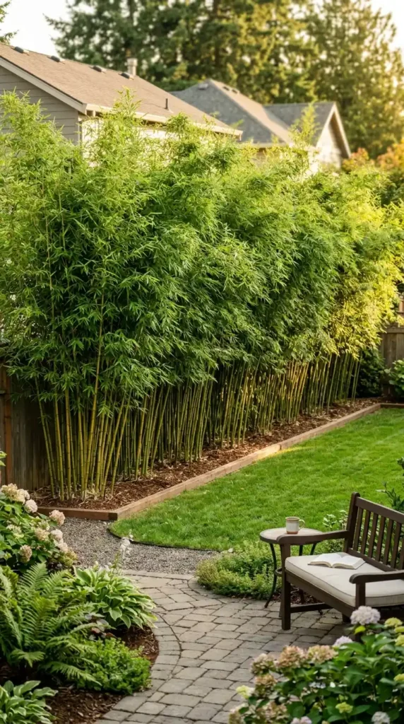 Clumping bamboo privacy screen
