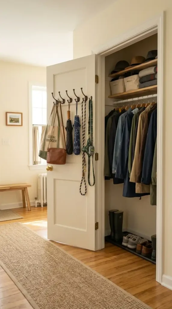 Coat closet organizing hooks