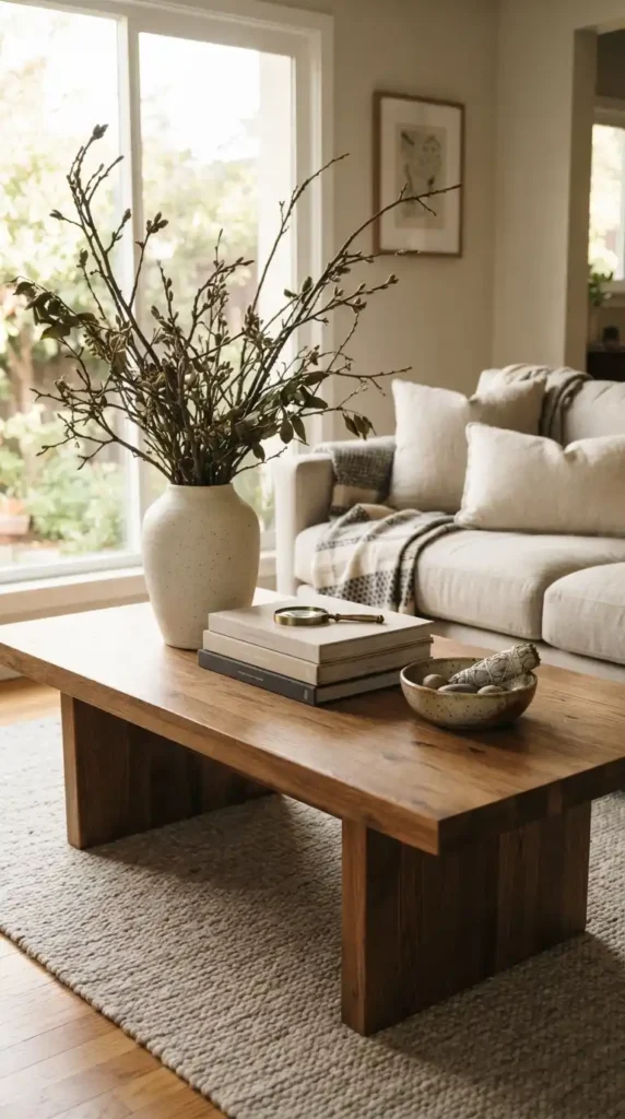 Coffee table decor with vase