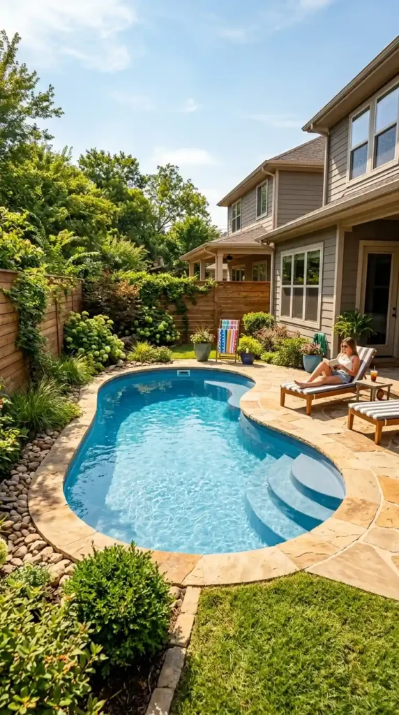 Compact freeform fiberglass pool