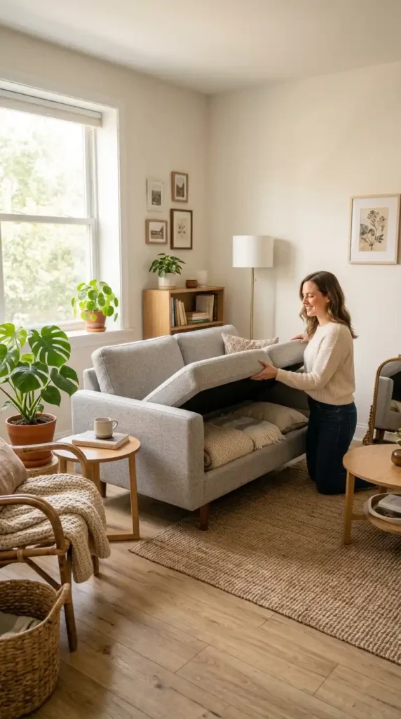 Compact loveseat with storage