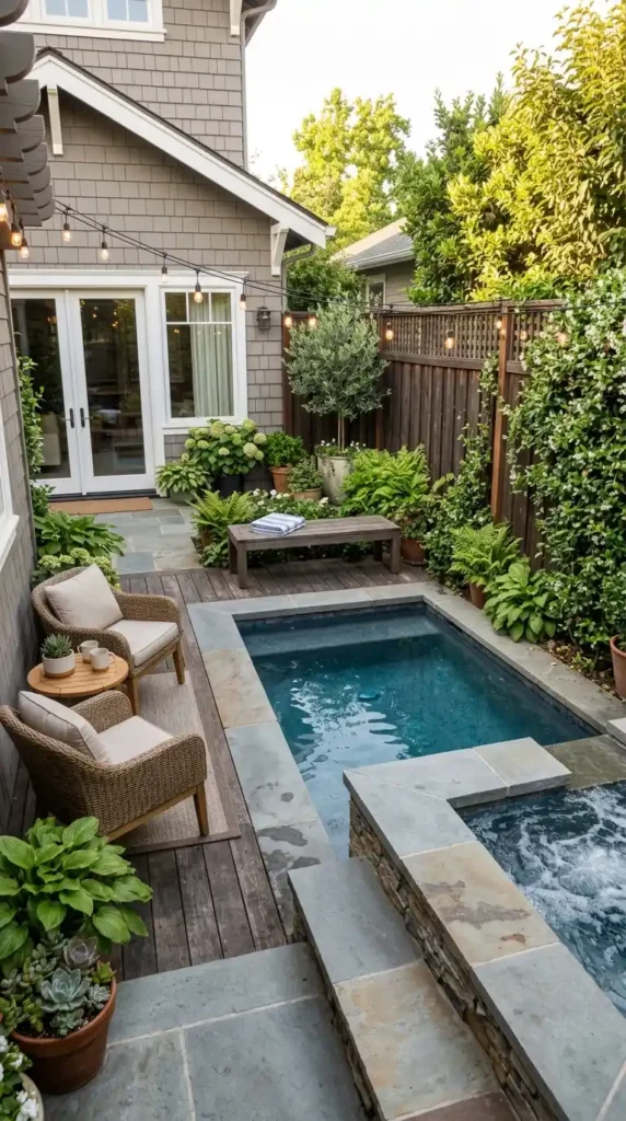 Compact plunge pool with spa