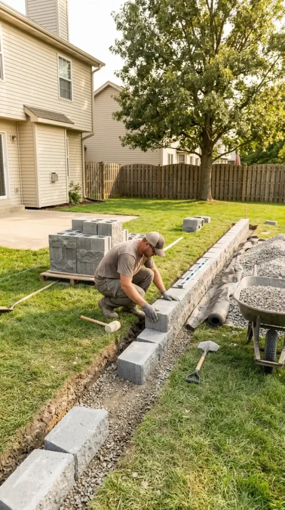 Contractor installing concrete