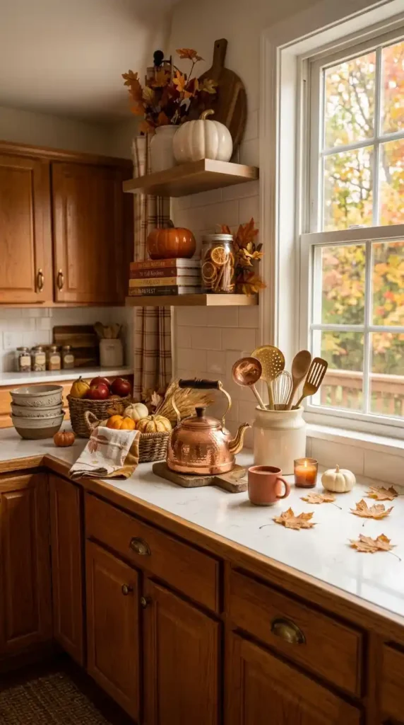Copper kettle brass utensil holder