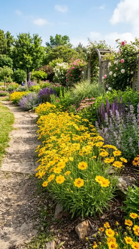 Coreopsis flowers in garden