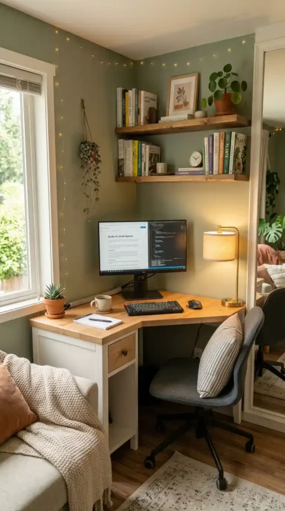 Corner desk in small space