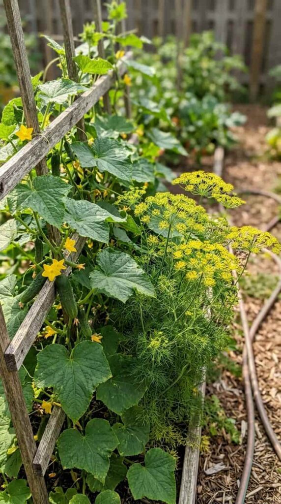Cucumber and dill garden