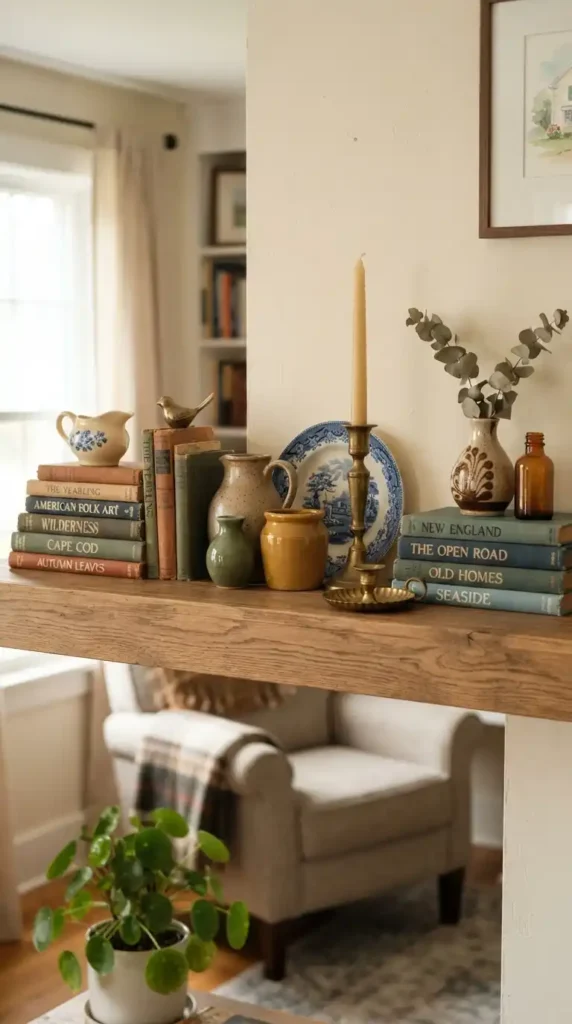 Curated shelf display American home