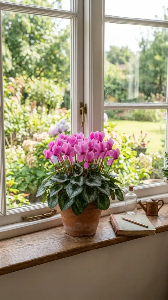 Cyclamen plant in full bloom