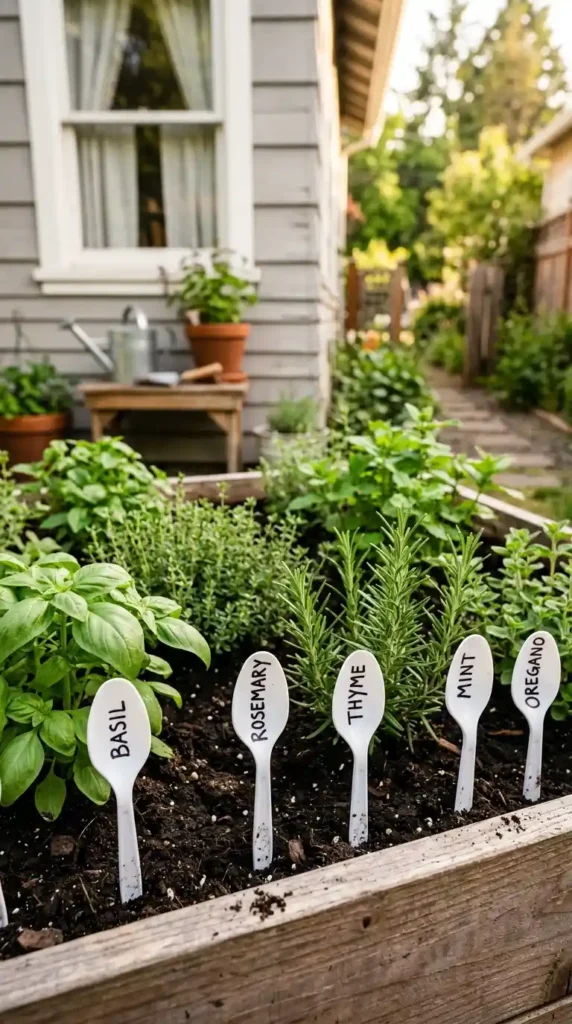 DIY garden markers plastic spoons