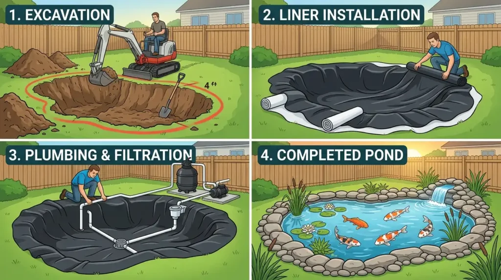DIY koi pond construction