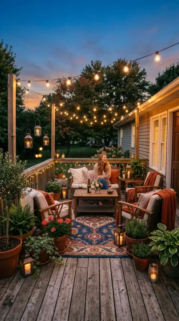 Deck decor with string lights