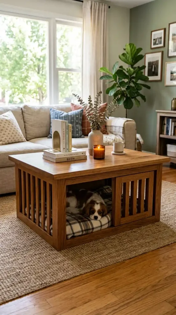 Dog crate coffee table living