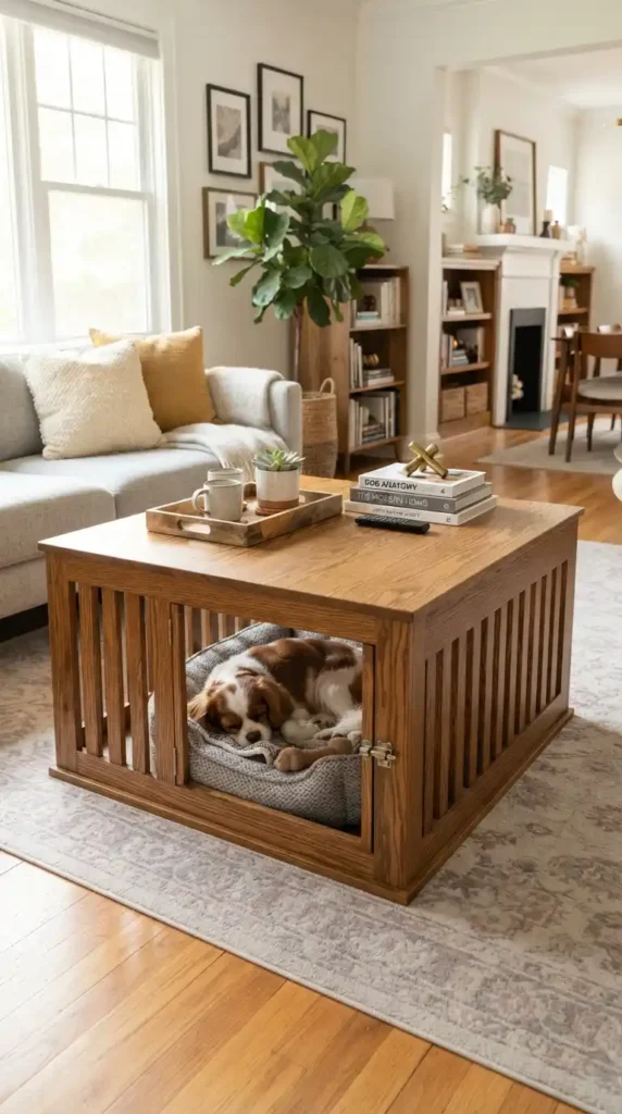 Dog crate furniture coffee table